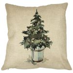 Casa si Gradina - Textile si covoare - Perne si pilote - Perne decorative - Perna Decorativa cu tematica de Craciun, Brad 1, 40x40 cm, Husa Detasabila, Burduf - Infinity.ro