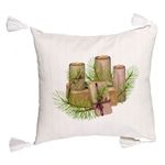 Casa si Gradina - Textile si covoare - Perne si pilote - Perne decorative - Perna Decorativa cu Franjuri cu tematica de Craciun, Lumanari, 7, 45x45 cm, Ecru, Cu fermoar - Infinity.ro