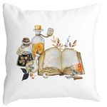 Casa si Gradina - Textile si covoare - Perne si pilote - Perne decorative - Perna Decorativa cu motiv de Halloween 11, 40x40 cm, Alb mat, Husa Detasabila, Burduf - Infinity.ro