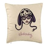 Casa si Gradina - Textile si covoare - Perne si pilote - Perne decorative - Perna Decorativa, Model Wednesday Addams 1, 40x40 cm, Bej, Husa Detasabila, Burduf - Infinity.ro