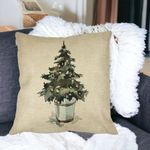 Casa si Gradina - Textile si covoare - Perne si pilote - Perne decorative - Perna Decorativa cu tematica de Craciun, Brad 1, 40x40 cm, Husa Detasabila, Burduf - Infinity.ro