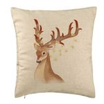 Casa si Gradina - Textile si covoare - Perne si pilote - Perne decorative - Perna Decorativa de Craciun cu Ren, 1, 40x40 cm, Bej, Husa Detasabila, Burduf - Infinity.ro
