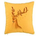 Casa si Gradina - Textile si covoare - Perne si pilote - Perne decorative - Perna Decorativa de Craciun cu Ren, 1, 40x40 cm, Galben, Husa Detasabila, Burduf - Infinity.ro