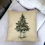 Casa si Gradina - Textile si covoare - Perne si pilote - Perne decorative - Perna Decorativa cu tematica de Craciun, Brad 1, 40x40 cm, Husa Detasabila, Burduf - Infinity.ro