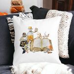 Casa si Gradina - Textile si covoare - Perne si pilote - Perne decorative - Perna Decorativa cu motiv de Halloween 11, 40x40 cm, Alb mat, Husa Detasabila, Burduf - Infinity.ro