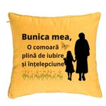 Casa si Gradina - Textile si covoare - Perne si pilote - Perne decorative - Perna Decorativa pentru Bunica 18, 40x40 cm, Galben, Husa Detasabila, Burduf - Infinity.ro