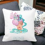 Casa si Gradina - Textile si covoare - Perne si pilote - Perne decorative - Perna Decorativa, Zodia Pesti, 40x40 cm, Alb mat, Husa Detasabila, Burduf - Infinity.ro