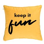 Casa si Gradina - Textile si covoare - Perne si pilote - Perne decorative - Perna Decorativa, Model Keep it Fun, 40x40 cm, Galben, Husa Detasabila, Burduf - Infinity.ro