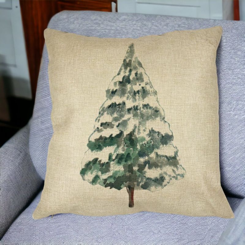 Casa si Gradina - Textile si covoare - Perne si pilote - Perne decorative - Perna Decorativa cu tematica de Craciun, Brad 2, 40x40 cm, Husa Detasabila, Burduf - Infinity.ro
