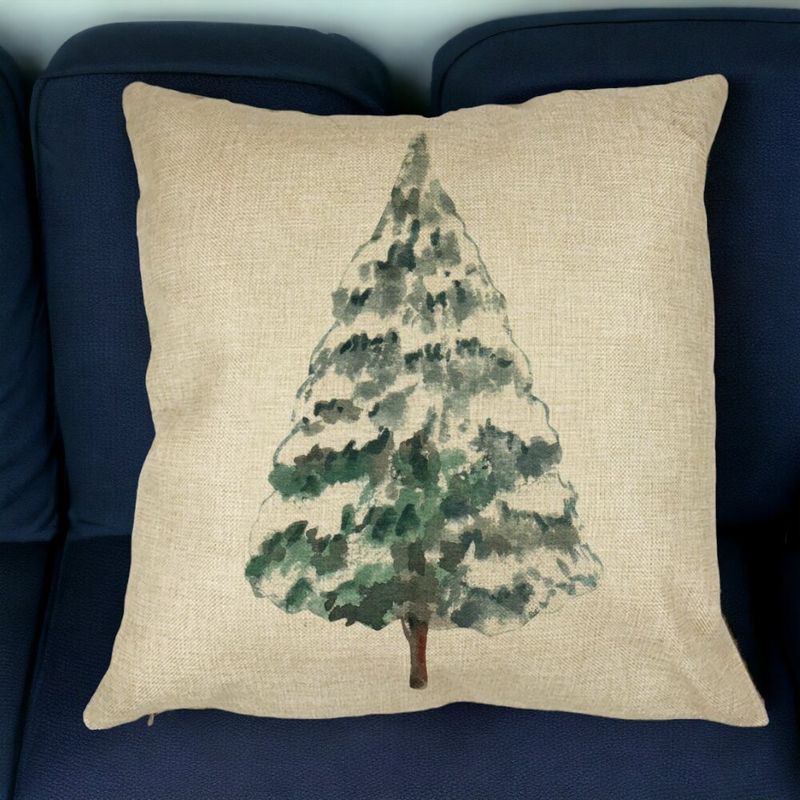 Casa si Gradina - Textile si covoare - Perne si pilote - Perne decorative - Perna Decorativa cu tematica de Craciun, Brad 2, 40x40 cm, Husa Detasabila, Burduf - Infinity.ro