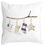 Casa si Gradina - Textile si covoare - Perne si pilote - Perne decorative - Perna Decorativa cu tematica de Craciun, 10, 40x40 cm, Alb mat, Husa Detasabila, Burduf - Infinity.ro