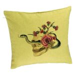 Casa si Gradina - Textile si covoare - Perne si pilote - Perne decorative - Perna Decorativa cu motiv Craniu si Sarpe de Halloween, 40x40 cm, Verde, Husa Detasabila, Burduf - Infinity.ro