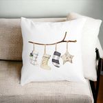 Casa si Gradina - Textile si covoare - Perne si pilote - Perne decorative - Perna Decorativa cu tematica de Craciun, 10, 40x40 cm, Alb mat, Husa Detasabila, Burduf - Infinity.ro