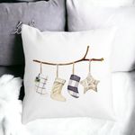 Casa si Gradina - Textile si covoare - Perne si pilote - Perne decorative - Perna Decorativa cu tematica de Craciun, 10, 40x40 cm, Alb mat, Husa Detasabila, Burduf - Infinity.ro