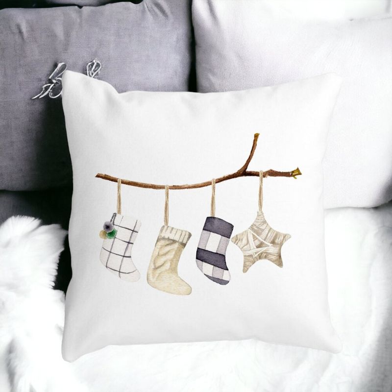 Casa si Gradina - Textile si covoare - Perne si pilote - Perne decorative - Perna Decorativa cu tematica de Craciun, 10, 40x40 cm, Alb mat, Husa Detasabila, Burduf - Infinity.ro