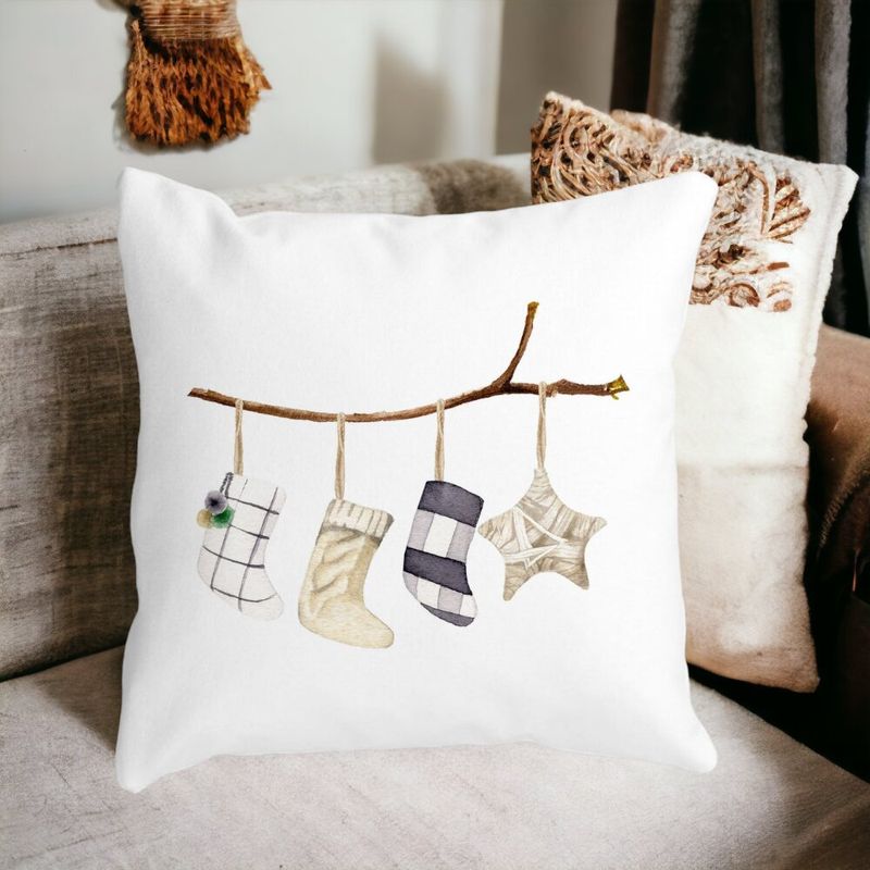 Casa si Gradina - Textile si covoare - Perne si pilote - Perne decorative - Perna Decorativa cu tematica de Craciun, 10, 40x40 cm, Alb mat, Husa Detasabila, Burduf - Infinity.ro