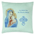 Casa si Gradina - Textile si covoare - Perne si pilote - Perne decorative - Perna Decorativa, Model La multi ani de Sfanta Maria, 40x40 cm, Verde Menta, Husa Detasabila, Burduf - Infinity.ro