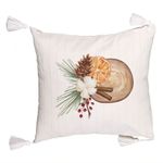 Casa si Gradina - Textile si covoare - Perne si pilote - Perne decorative - Perna Decorativa cu Franjuri cu tematica de Craciun, 14, 45x45 cm, Ecru, Cu fermoar - Infinity.ro