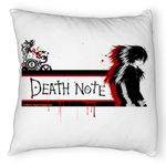 Casa si Gradina - Textile si covoare - Perne si pilote - Perne decorative - Perna Decorativa Fluffy cu Death note 3, 40x40 cm, Alb, Husa Detasabila, Burduf - Infinity.ro