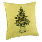 Casa si Gradina - Textile si covoare - Perne si pilote - Perne decorative - Perna Decorativa cu tematica de Craciun, Brad 1, 40x40 cm, Verde, Husa Detasabila, Burduf - Infinity.ro