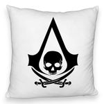 Casa si Gradina - Textile si covoare - Perne si pilote - Perne decorative - Perna Decorativa Fluffy cu Assasins Creed Fans, 40x40 cm, Alb, Husa Detasabila, Burduf - Infinity.ro