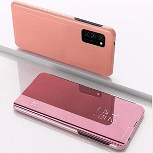 Flip Cover Clear View pentru Samsung Galaxy A50 - Husa de protectie eleganta, culoare Rose Gol