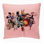 Casa si Gradina - Textile si covoare - Perne si pilote - Perne decorative - Perna Decorativa cu My Hero Academia Characters, 40x40 cm, Roz, Husa Detasabila, Burduf - Infinity.ro