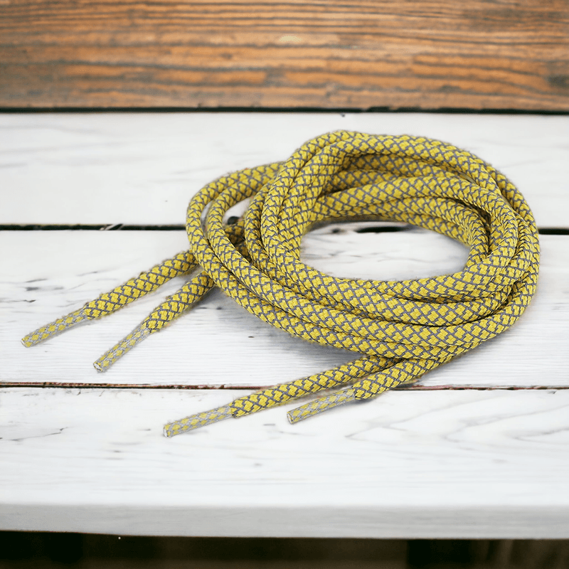 Fashion, accesorii si bijuterii - Femei - Incaltaminte femei - Accesorii incaltaminte - Sireturi rotunde reflectorizante Crisalida, lungime 130 cm, Galben mustar - Infinity.ro