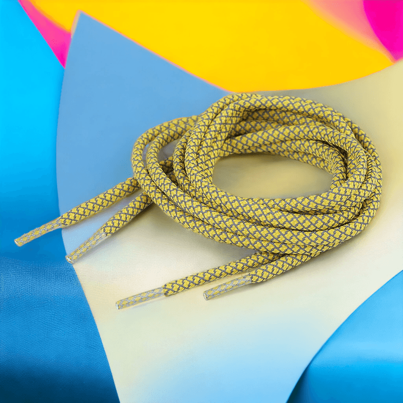 Fashion, accesorii si bijuterii - Femei - Incaltaminte femei - Accesorii incaltaminte - Sireturi rotunde reflectorizante Crisalida, lungime 130 cm, Galben mustar - Infinity.ro