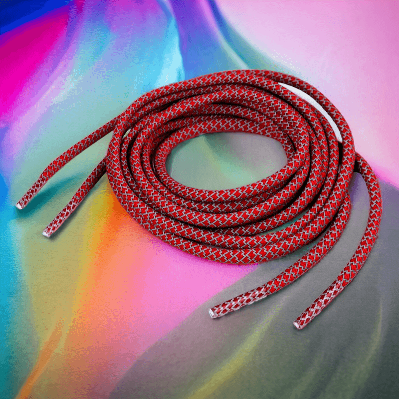 Fashion, accesorii si bijuterii - Femei - Incaltaminte femei - Accesorii incaltaminte - Sireturi rotunde reflectorizante Crisalida, lungime 130 cm, Rosu - Infinity.ro