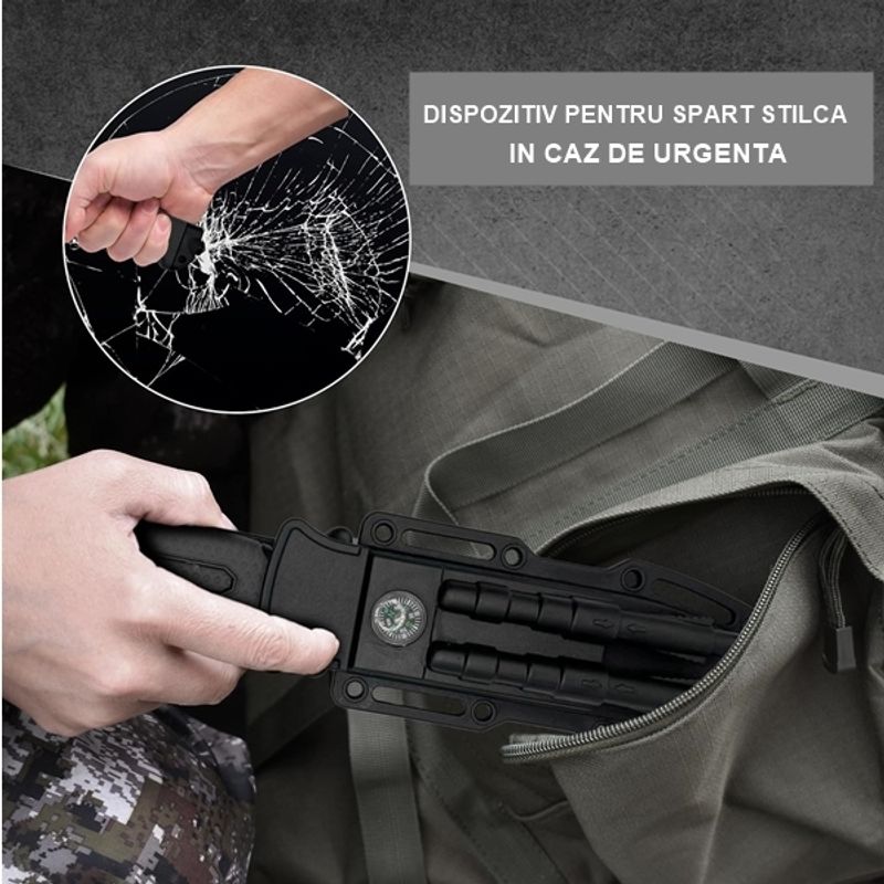 Sport si Outdoor - Camping - Cutite, bricege si accesorii - Cutite si bricege - Cutit multifunctional supravietuire, IdeallStore®, 28 cm - Infinity.ro