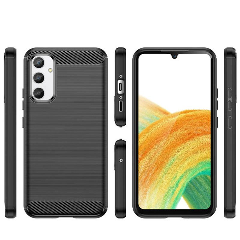 Laptop, Telefoane si Tablete - Telefoane mobile si accesorii - Accesorii Telefoane - Huse telefoane - Husa de protectie din silicon flexibil pentru Samsung Galaxy A34 5G, finisaj in carbon, culoare negr - Infinity.ro