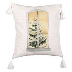 Casa si Gradina - Textile si covoare - Perne si pilote - Perne decorative - Perna Decorativa cu Franjuri cu tematica de Craciun, 5, 45x45 cm, Ecru, Cu fermoar - Infinity.ro