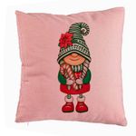 Casa si Gradina - Textile si covoare - Perne si pilote - Perne decorative - Perna Decorativa cu tematica de Craciun, Gnom 5, 40x40 cm, Roz, Husa Detasabila, Burduf - Infinity.ro