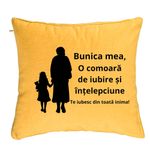 Casa si Gradina - Textile si covoare - Perne si pilote - Perne decorative - Perna Decorativa pentru Bunica 8, 40x40 cm, Galben, Husa Detasabila, Burduf - Infinity.ro