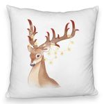 Casa si Gradina - Textile si covoare - Perne si pilote - Perne decorative - Perna Decorativa Fluffy de Craciun cu Ren, 1, 40x40 cm, Alb, Husa Detasabila, Burduf - Infinity.ro