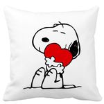 Casa si Gradina - Textile si covoare - Perne si pilote - Perne decorative - Perna Decorativa Patrata Doggo Love, 40x40 cm, Alb mat, Husa Detasabila, Burduf - Infinity.ro