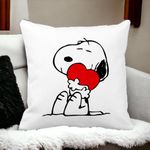 Casa si Gradina - Textile si covoare - Perne si pilote - Perne decorative - Perna Decorativa Patrata Doggo Love, 40x40 cm, Alb mat, Husa Detasabila, Burduf - Infinity.ro