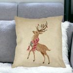Casa si Gradina - Textile si covoare - Perne si pilote - Perne decorative - Perna Decorativa de Craciun cu Ren, 2, 40x40 cm, Husa Detasabila, Burduf - Infinity.ro