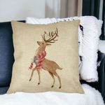 Casa si Gradina - Textile si covoare - Perne si pilote - Perne decorative - Perna Decorativa de Craciun cu Ren, 2, 40x40 cm, Husa Detasabila, Burduf - Infinity.ro