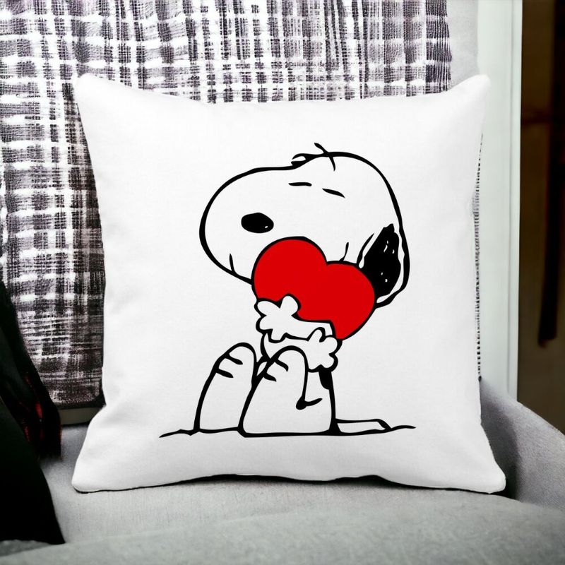 Casa si Gradina - Textile si covoare - Perne si pilote - Perne decorative - Perna Decorativa Patrata Doggo Love, 40x40 cm, Alb mat, Husa Detasabila, Burduf - Infinity.ro