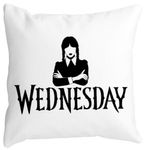 Casa si Gradina - Textile si covoare - Perne si pilote - Perne decorative - Perna Decorativa Wednesday Addams 4,40x40 cm, Alb mat, Husa Detasabila, Burduf - Infinity.ro