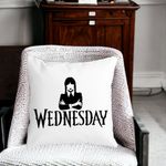 Casa si Gradina - Textile si covoare - Perne si pilote - Perne decorative - Perna Decorativa Wednesday Addams 4,40x40 cm, Alb mat, Husa Detasabila, Burduf - Infinity.ro