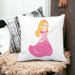 Casa si Gradina - Textile si covoare - Perne si pilote - Perne decorative - Perna Decorativa Patrata Printesa Roz, 40x40 cm, Alb mat, Husa Detasabila, Burduf - Infinity.ro