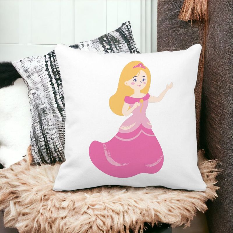 Casa si Gradina - Textile si covoare - Perne si pilote - Perne decorative - Perna Decorativa Patrata Printesa Roz, 40x40 cm, Alb mat, Husa Detasabila, Burduf - Infinity.ro