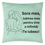 Casa si Gradina - Textile si covoare - Perne si pilote - Perne decorative - Perna Decorativa Sora mea 10, 40x40 cm, Verde Menta, Husa Detasabila, Burduf - Infinity.ro