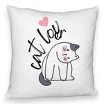 Casa si Gradina - Textile si covoare - Perne si pilote - Perne decorative - Perna Decorativa Fluffy, Model Cat Lover, 40x40 cm, Alb, Husa Detasabila, Burduf - Infinity.ro