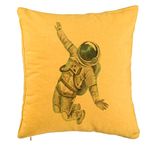 Casa si Gradina - Textile si covoare - Perne si pilote - Perne decorative - Perna Decorativa, Model On the Moon, 40x40 cm, Galben, Husa Detasabila, Burduf - Infinity.ro
