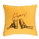 Casa si Gradina - Textile si covoare - Perne si pilote - Perne decorative - Perna Decorativa de Halloween si Text Cheers, 40x40 cm, Galben, Husa Detasabila, Burduf - Infinity.ro