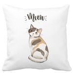 Casa si Gradina - Textile si covoare - Perne si pilote - Perne decorative - Perna Decorativa, Meow, 40x40 cm, Alb mat, Husa Detasabila, Burduf - Infinity.ro